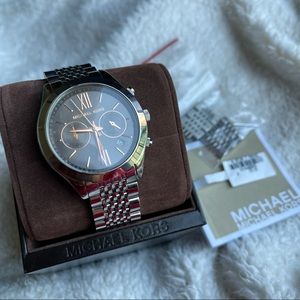 NWB MK Chronograph Stainless Steel Watch MK5761